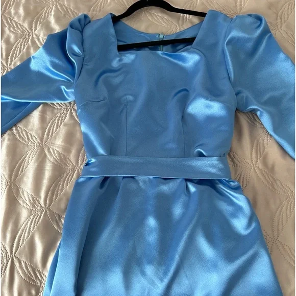 sachin and babi light blue dress Simple Blue Modest Long Prom Dress Aline with Beadings Wholesale #T74041 main image 0